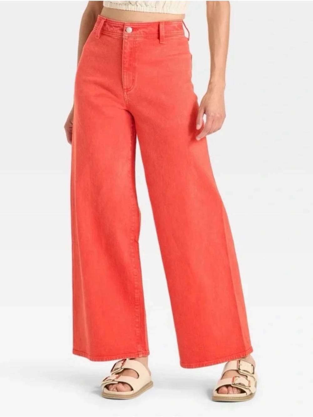 Universal Thread | EUC Sailor Wide-Leg Chino Ankle Pants in Coral Red